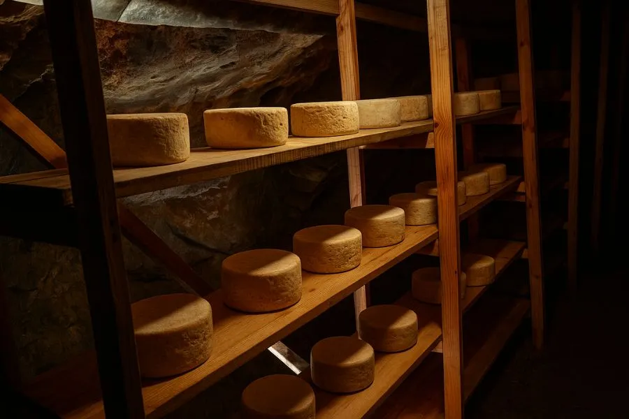 Quesos madurando en la mina de Ocero, El Bierzo