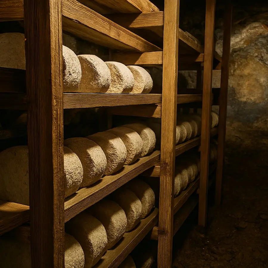 dentro de la mina de maduración de quesos