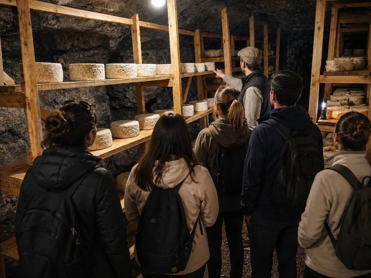 visita a mina de maduración de queso El Bierzo con grupo
